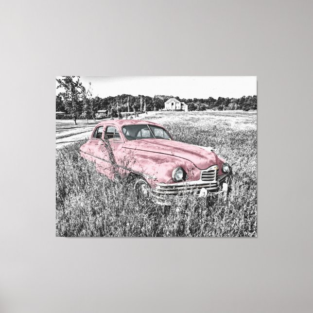 Pink Vintage Car Canvas Print (Front)