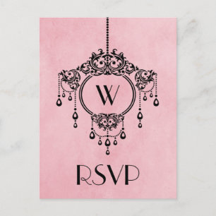 Pink Vintage Chandelier Response Postcard