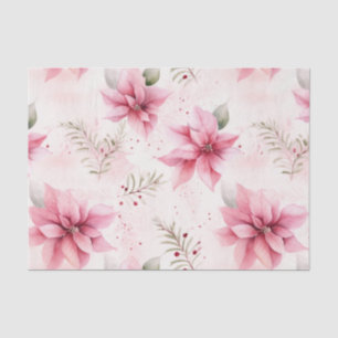 Pink Vintage Christmas Poinsettias Tissue Paper