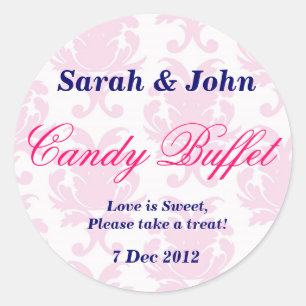 Pink Vintage damask Candy Buffet Sticker