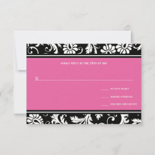 Pink Vintage Damask Wedding Invitation