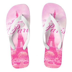 Pink Vintage Eiffel Tower Jandals