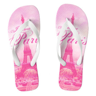 Pink Vintage Eiffel Tower Jandals
