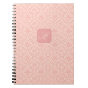 Pink Vintage Elegant Floral Monogram Notebook