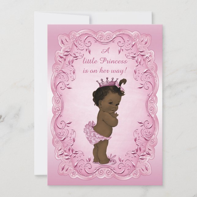 Pink Vintage Ethnic Princess Baby Shower Invitation (Front)