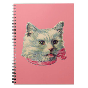Pink Vintage Fancy Cat Spiral Photo Notebook