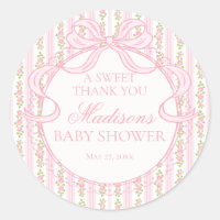 Pink Vintage Fancy Floral Baby Shower Circle