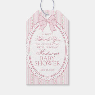 Pink Vintage Fancy Floral Baby Shower Favours Gift Tags