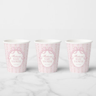 Pink Vintage Fancy Floral Baby Shower Paper Cups