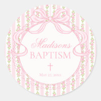 Pink Vintage Fancy Floral Baptism Envelope Seal