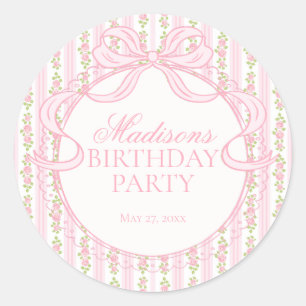 Pink Vintage Fancy Floral Birthday Circle Seal