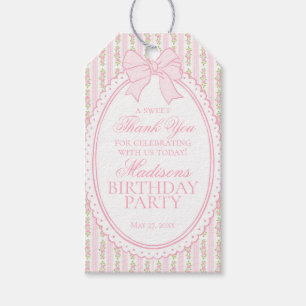 Pink Vintage Fancy Floral Birthday Party Favours Gift Tags