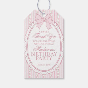 Pink Vintage Fancy Floral Birthday Party Favours Gift Tags