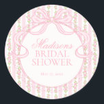 Pink Vintage Fancy Floral Bridal Shower Seal<br><div class="desc">A charming blend of vintage elegance and playful femininity, this party decor collection features soft preppy florals paired with delicate coquette bows. Designed to feel timeless yet fresh, each piece brings a sweet, polished touch to your celebration. ★ Let me help you plan your next party! ★ If you need...</div>