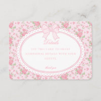 Pink Vintage Fancy Floral Details Card Invite