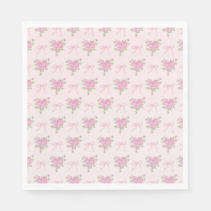 Pink Vintage Fancy Floral Party Dessert Napkin