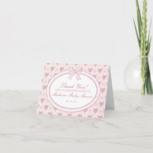 Pink Vintage Fancy Floral Thank You Card 