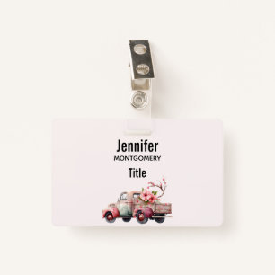 Pink Vintage Farmer's Truck ID Badge