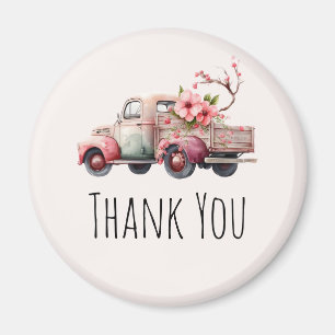 Pink Vintage Farmer's Truck Magnet