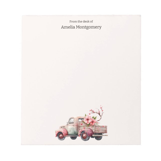 Pink Vintage Farmer's Truck Notepad (Front)