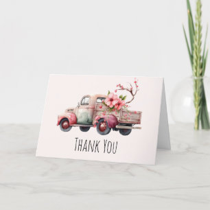 Pink Vintage Farmer's Truck Thank You Card