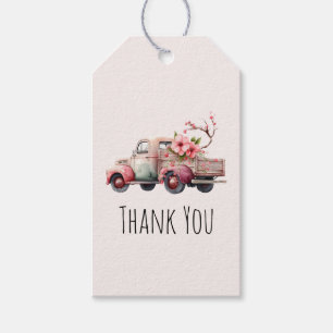 Pink Vintage Farmer's Truck Thank You Gift Tags