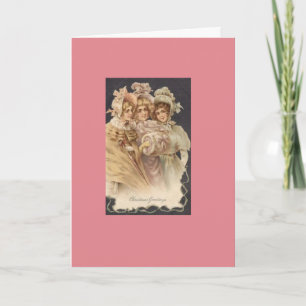 Pink Vintage Fashion Victorian Christmas Card