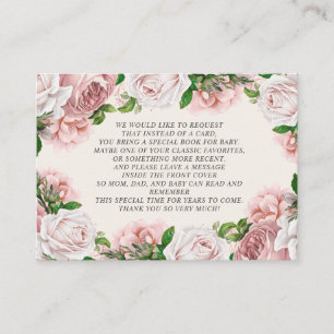 Pink Vintage Floral Baby Shower Books Enclosure C Card