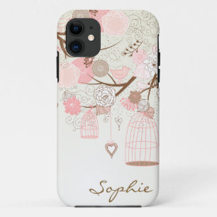 Pink Vintage Floral Birdcages Custom iPhone 5 Case