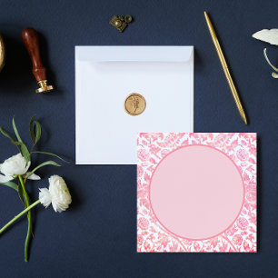 Pink vintage floral  blank invitation template 