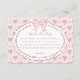 Pink Vintage Floral Books for Baby Invite Insert