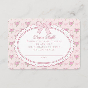 Pink Vintage Floral Diaper Raffle Invite Insert