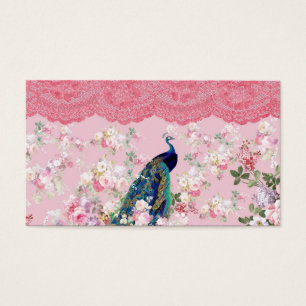 Pink vintage floral elegant lace colourful peacock