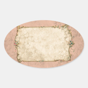 Pink Vintage floral frame Oval Sticker