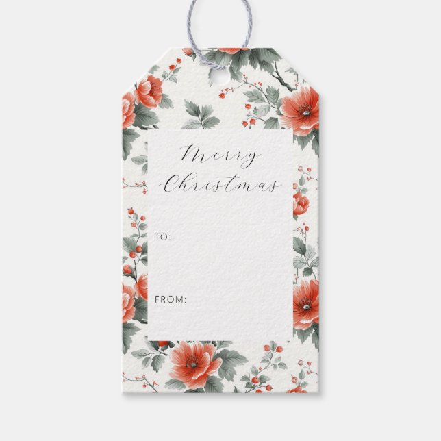 Pink Vintage Floral  Gift Tags (Front)