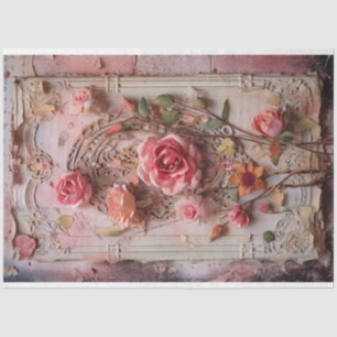 Pink Vintage Floral Grunge Decoupage Tissue Paper