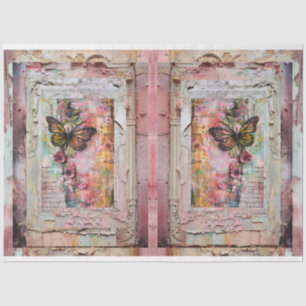 Pink Vintage Floral Grunge Decoupage Tissue Paper
