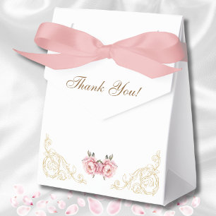 Pink Vintage Floral Peony Bridal Shower Favour Box