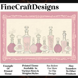 Pink Vintage Floral Perfume Bottles AE6 Decoupage Tissue Paper