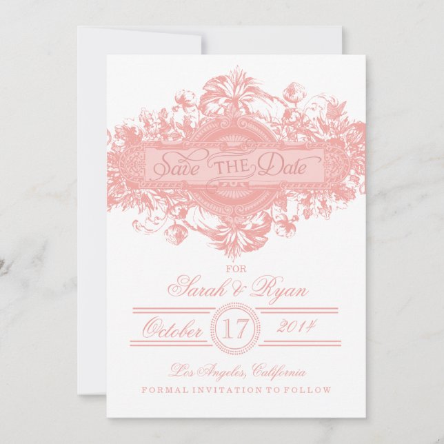 PINK VINTAGE FLOWER SAVE THE DATE (Front)