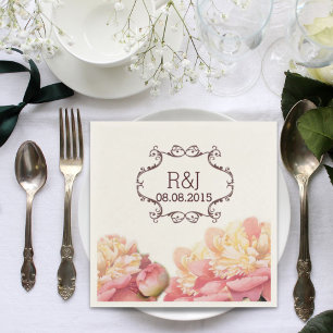 pink vintage flowers chandelier spring wedding napkin