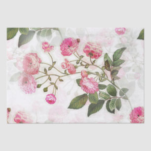 Pink Vintage Flowers Decoupage Tissue Paper