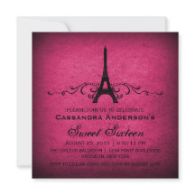 Pink Vintage French Flourish Sweet 16 Invite