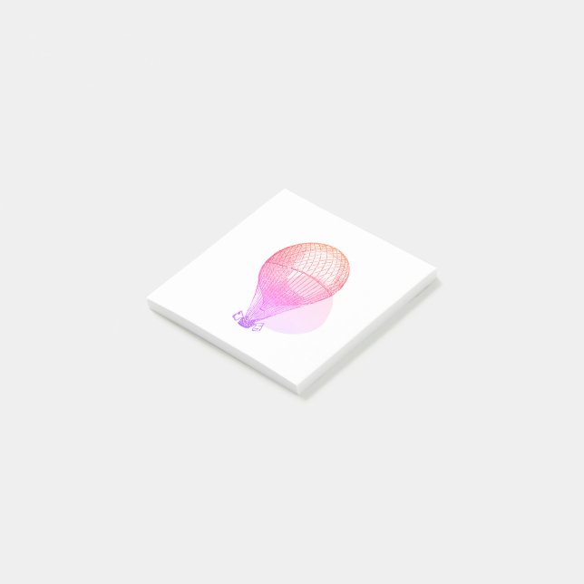 Pink Vintage Hot Air Balloon - Sticky Notes (Angled)