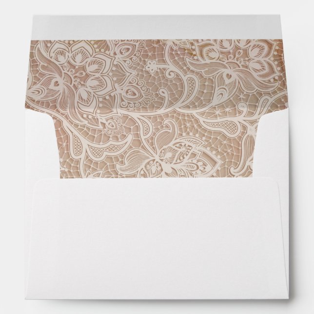 Pink Vintage Lace Invitation Envelope (Back (Bottom))