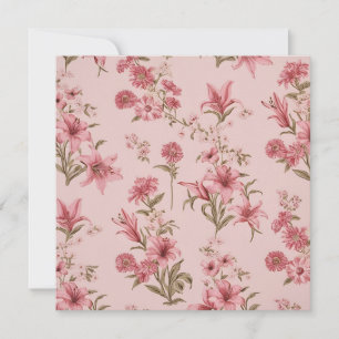 Pink Vintage Lillies Floral Cottagecore Card