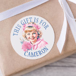 Pink Vintage Little Girl Christmas Gift Tag<br><div class="desc">Personalised Christmas gift tags. For a little girl. pretty little vintage retro girl in pink Christmas to and from gift tags.</div>