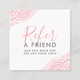 Pink vintage paisley ornament square business card