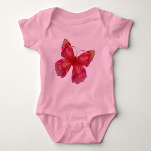 Pink Vintage pretty butterfly art Baby Bodysuit