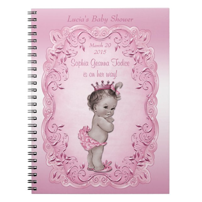 Pink Vintage Princess Baby Shower Guest Book (Front)